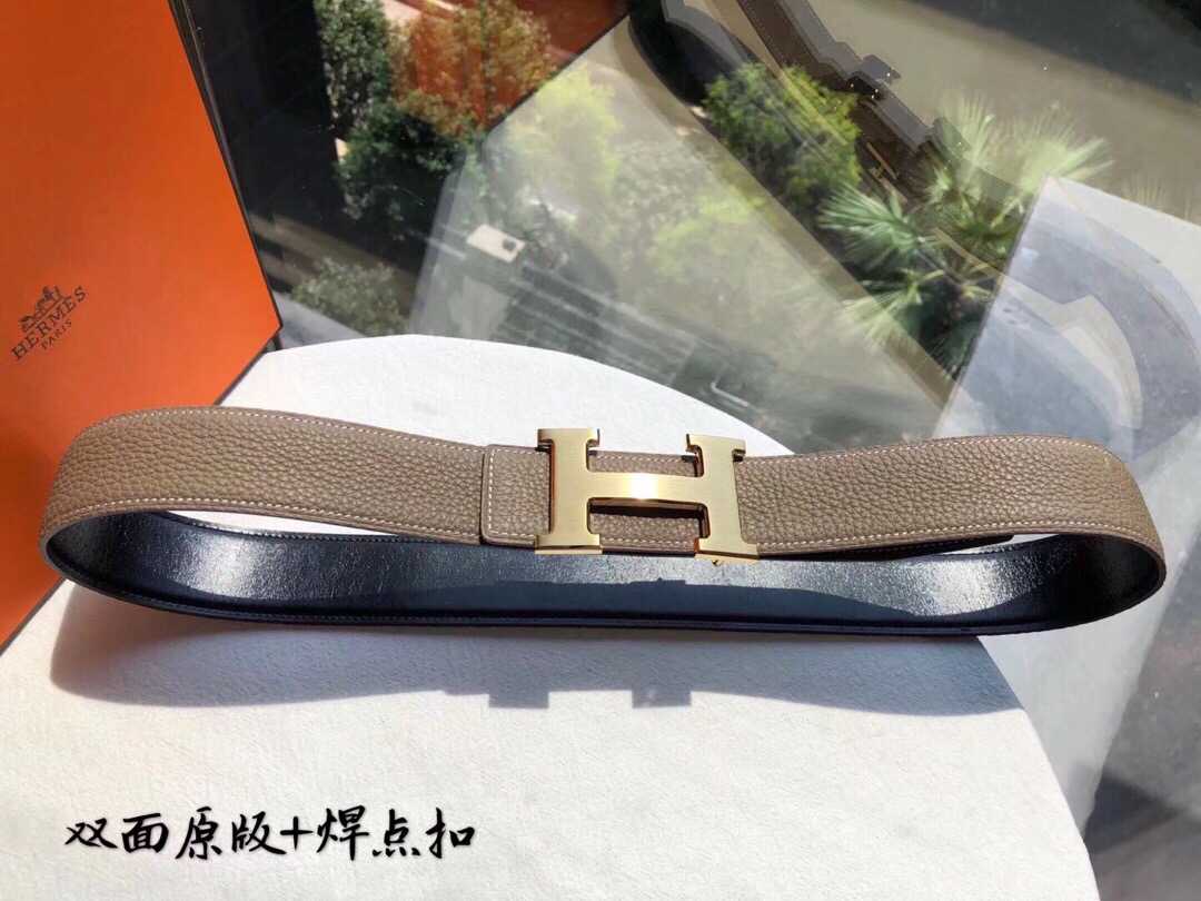 爱马仕 经典精钢焊点扣搭配双面原版荔枝纹理3.8cm腰带