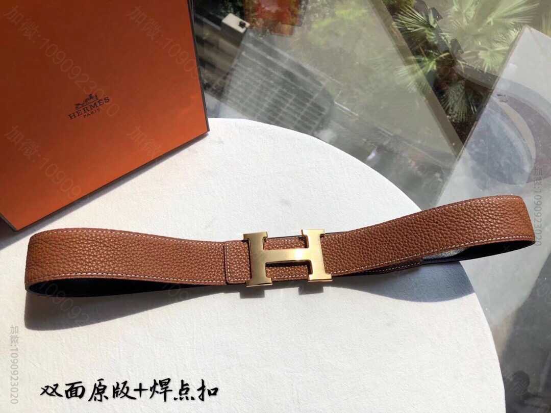 爱马仕 经典精钢焊点扣搭配双面原版荔枝纹理3.8cm腰带