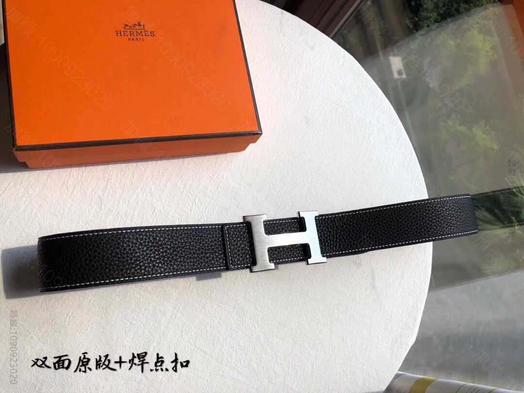 爱马仕 经典精钢焊点扣搭配双面原版荔枝纹理3.8cm腰带