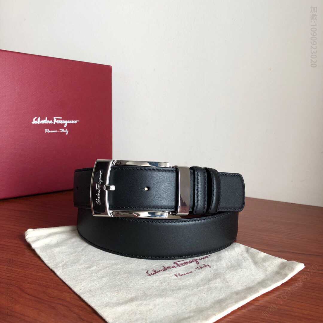 SalvatoreFerragamo菲拉格慕男士3.5cm精品针式扣，进口双面头层牛皮腰带