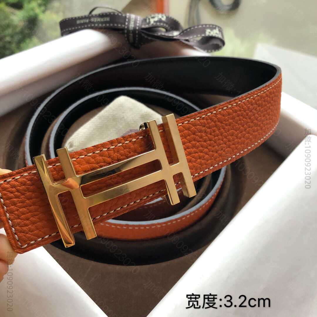 Hermes爱马仕 精钢焊点双工扣搭配双面原版腰带男款3.2cm