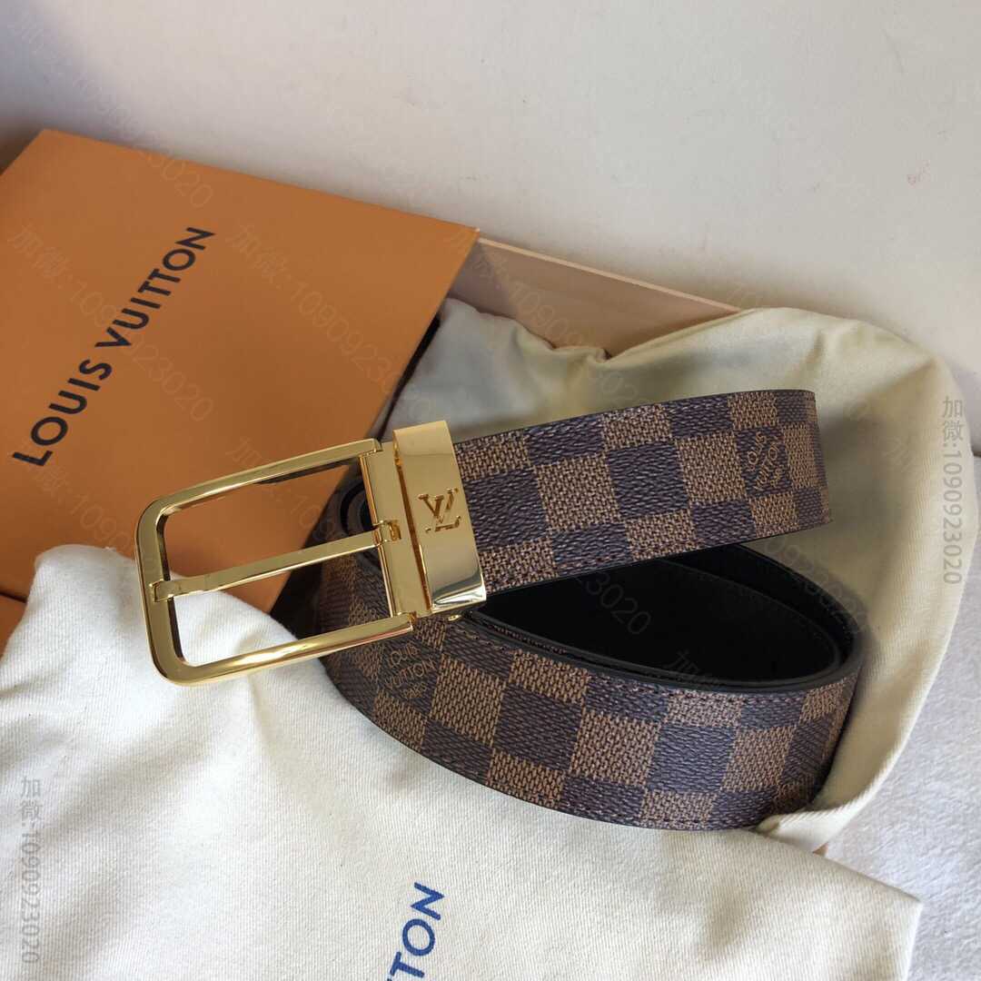 LV/路易威登 标志性Damier帆布和金属针扣皮带