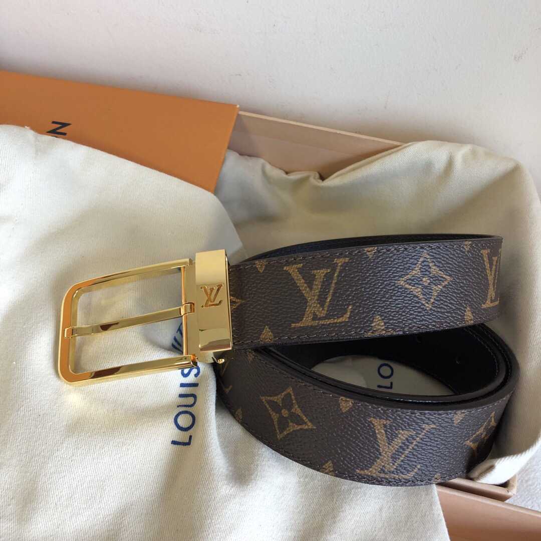 LV/路易威登 标志性Damier帆布和金属针扣皮带