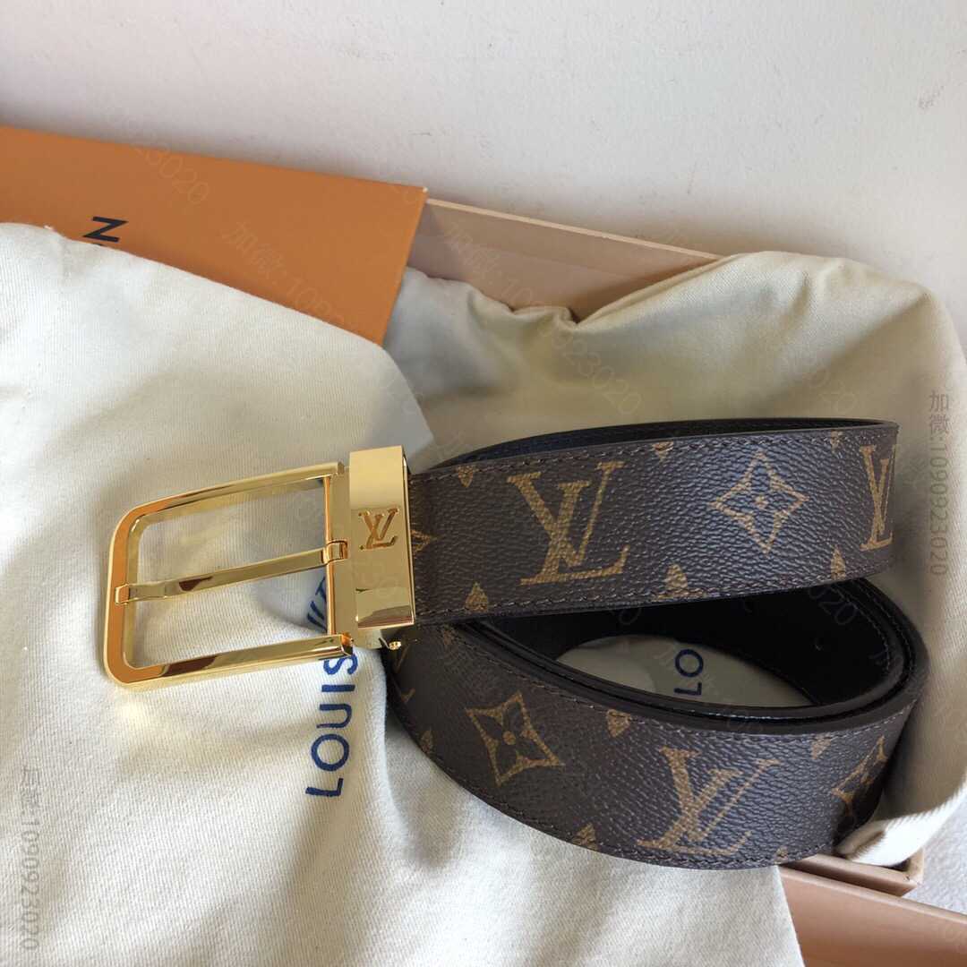 LV/路易威登 标志性Damier帆布和金属针扣皮带