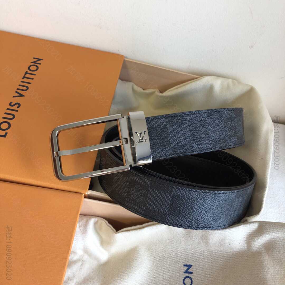 LV/路易威登 标志性Damier帆布和金属针扣皮带