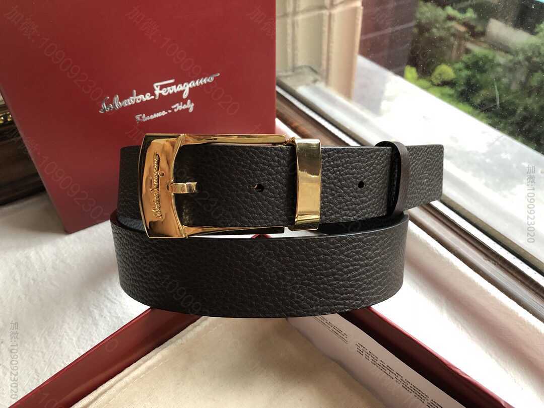 SalvatoreFerragamo菲拉格慕男士针式金属扣双面摔纹腰带3.5...