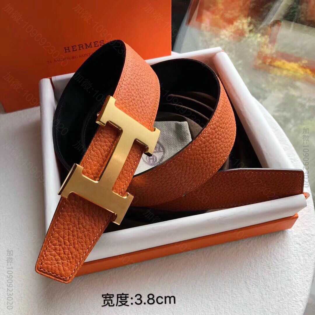 Hermes爱马仕 搭配H金色/银色金属焊点扣男士双面皮腰带