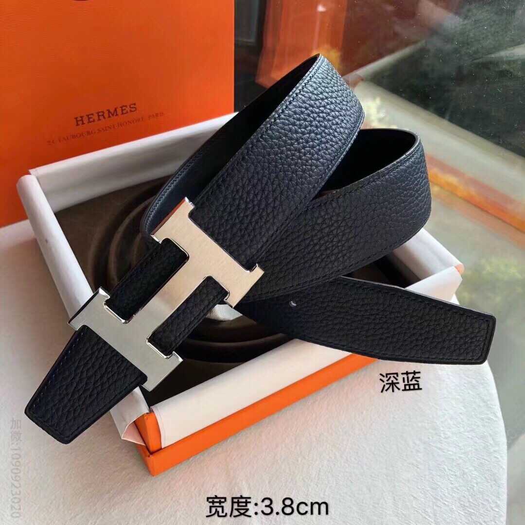 Hermes爱马仕 搭配H金色/银色金属焊点扣男士双面皮腰带