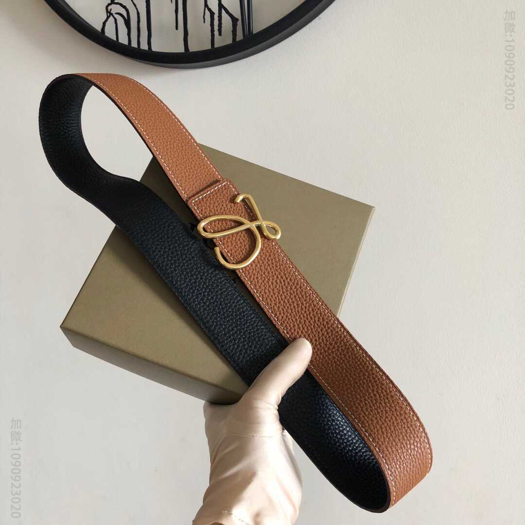 西班牙LOEWE罗意威3.8cm原版荔枝两面外用腰带