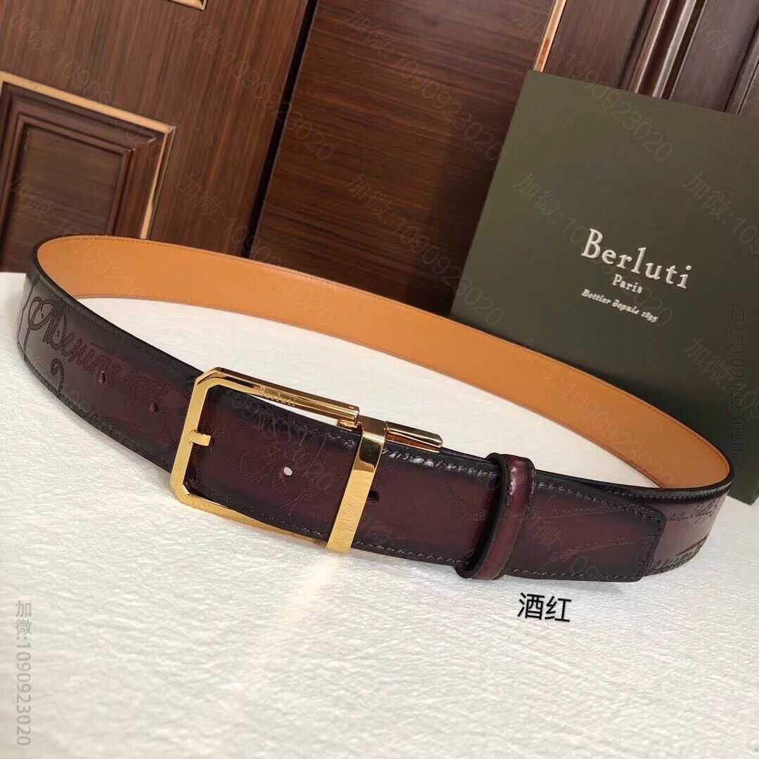 复刻伯鲁提男士皮带 伯鲁提精钢旋转针式金属扣男士腰带 B68247 复刻伯鲁提皮带商城 