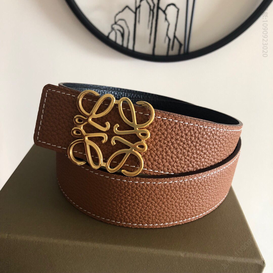 西班牙LOEWE罗意威3.8cm原版荔枝两面外用腰带