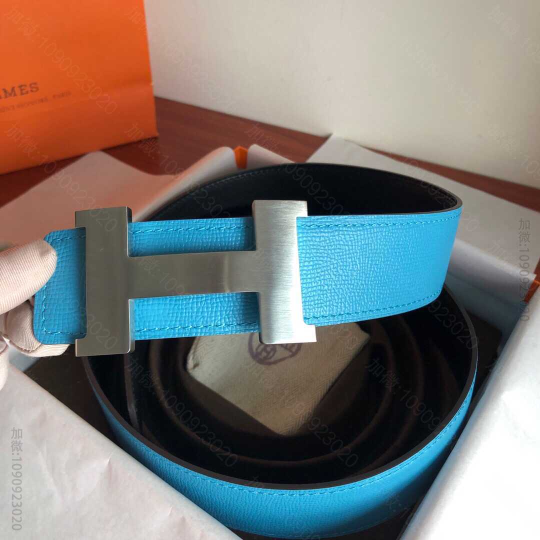 Hermes爱马仕 精钢四角拉丝焊点金属扣搭配手掌纹原版腰带男款3.8cm