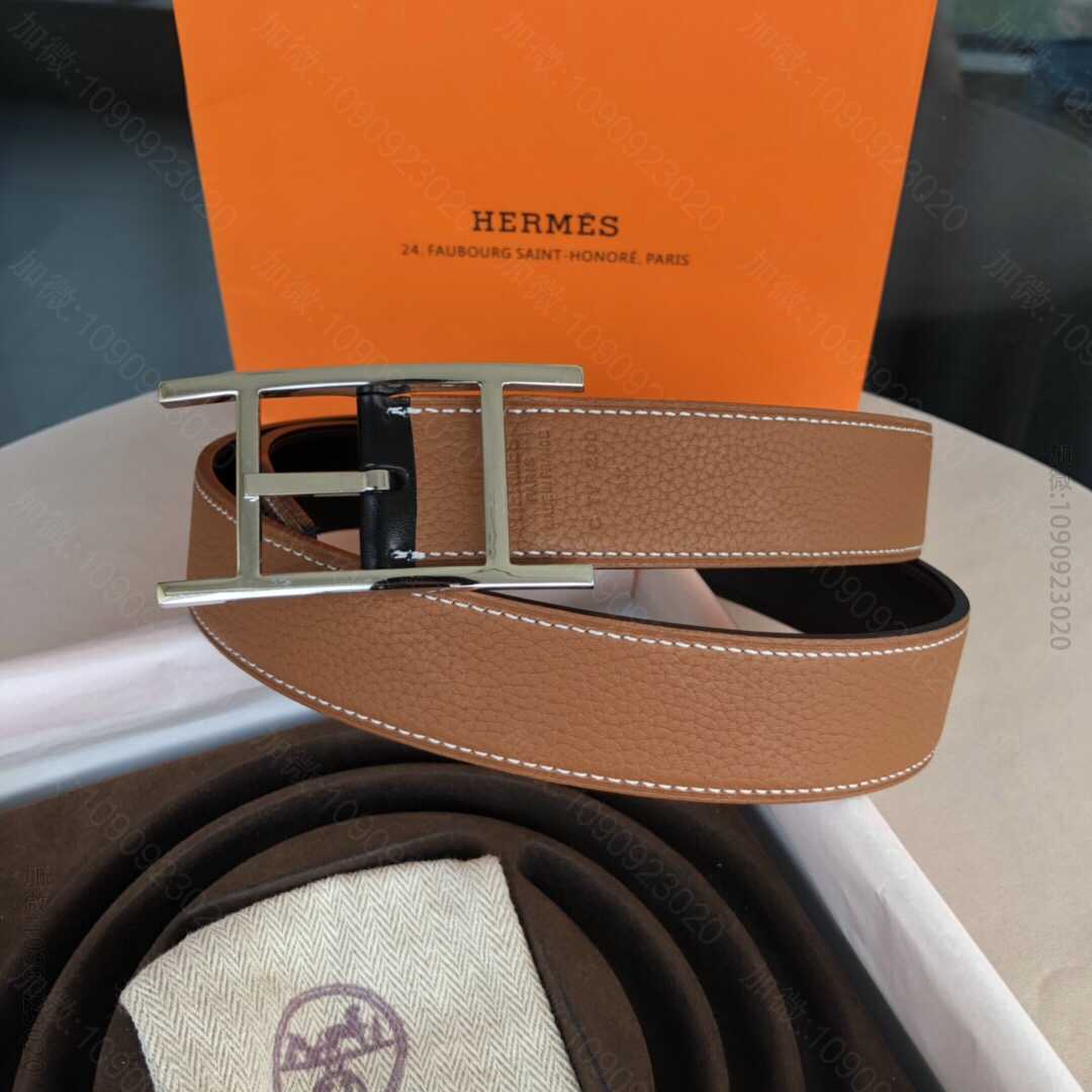 爱马仕(Hermes）Quentin32mm双面腰带镀钯腰带针扣 一比一爱马仕男士腰带商城 