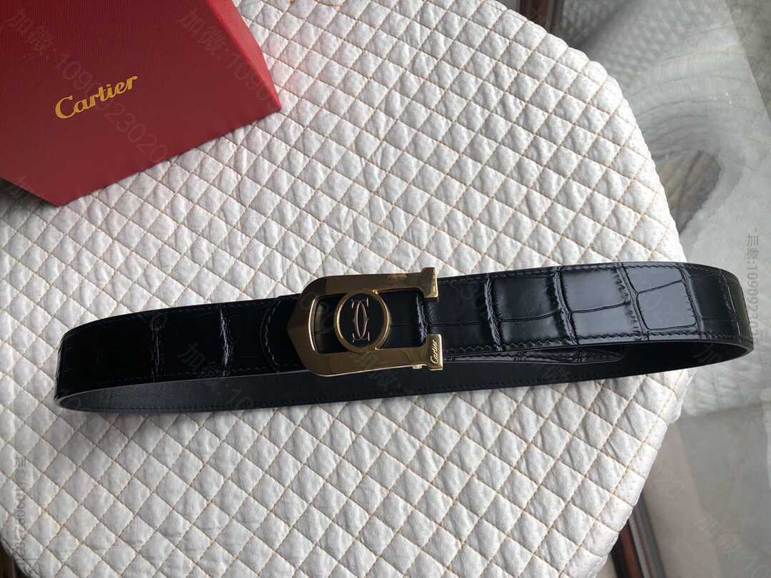 Louis-FranoisCartier精钢双C滴胶金属挂扣男士3.5cm腰...