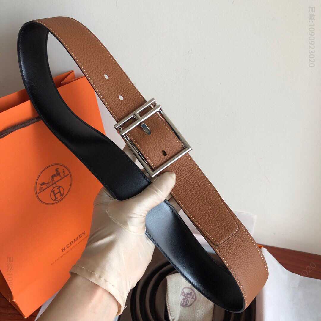 Hermes爱马仕 精品针式金属扣搭配进口牛皮Hermes40毫米Nathan双面外用腰带
