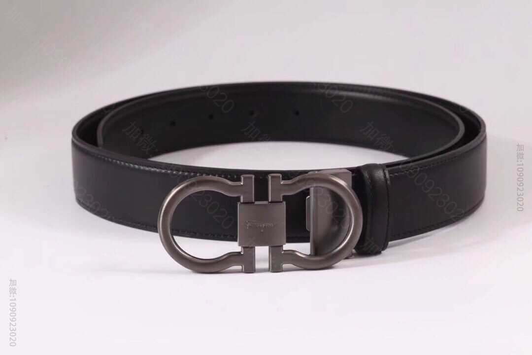 SalvatoreFerragamo菲拉格慕男士双面原版黑色专柜五金腰带