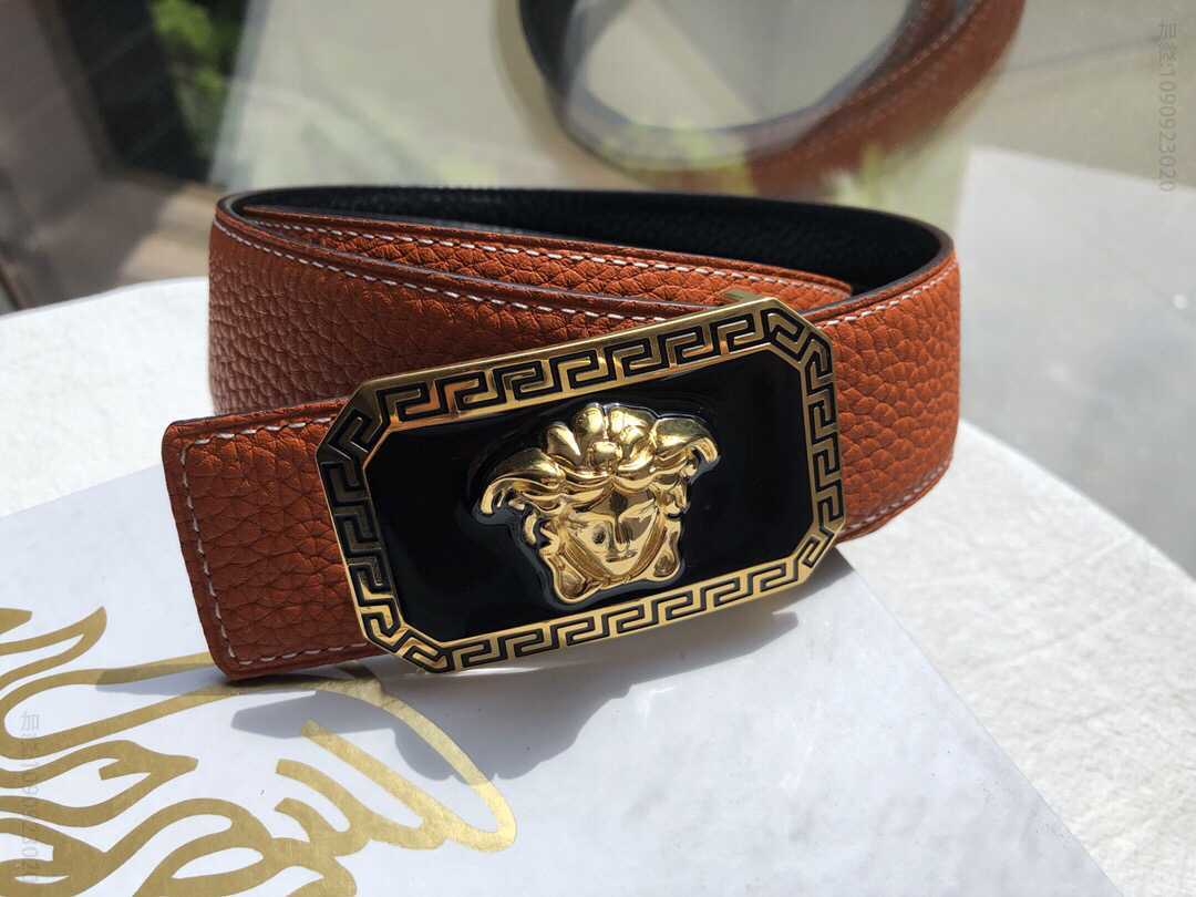 范思哲(Versace)双面荔枝原版皮男士腰带宽度3.8cm