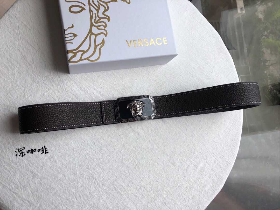 范思哲(Versace)双面荔枝原版皮男士腰带宽度3.8cm