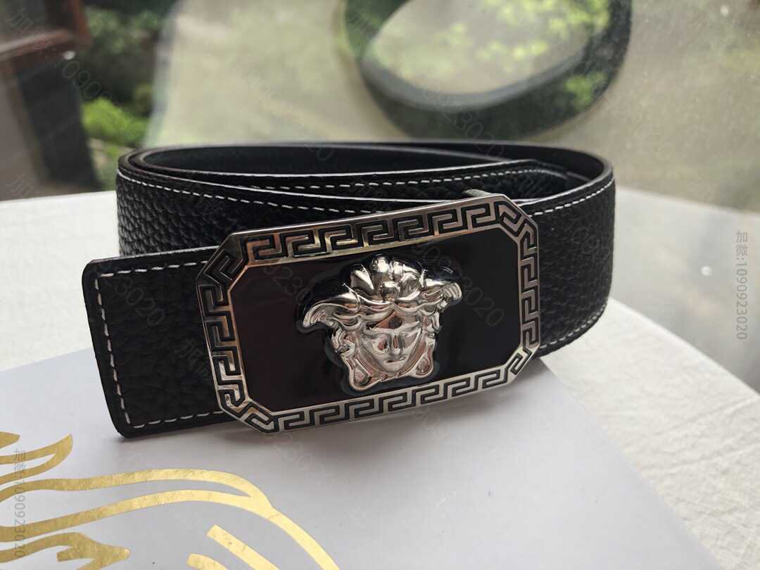 范思哲(Versace)双面荔枝原版皮男士腰带宽度3.8cm