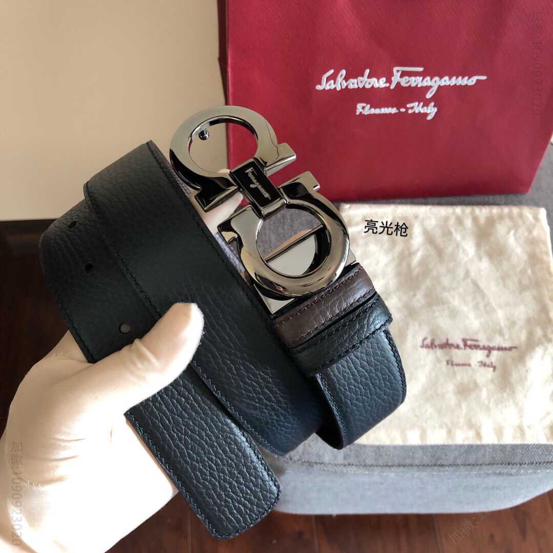 SalvatoreFerragamo菲拉格慕男士3.5cm经典金属夹扣，进口头层牛皮腰带