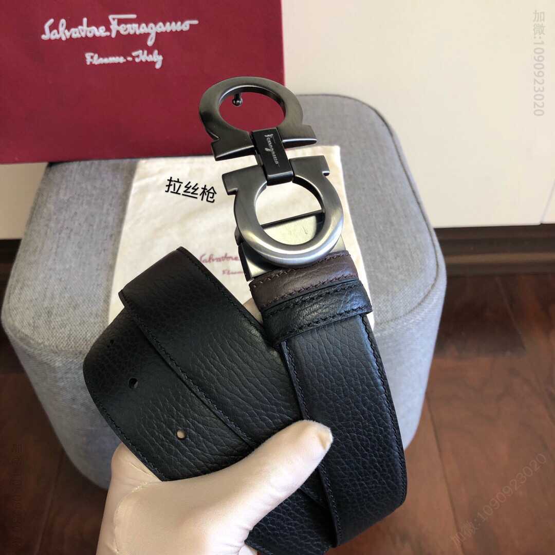 SalvatoreFerragamo菲拉格慕男士3.5cm经典金属夹扣，进口头层牛皮腰带