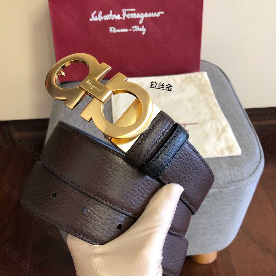 SalvatoreFerragamo菲拉格慕男士3.5cm经典金属夹扣，进口...