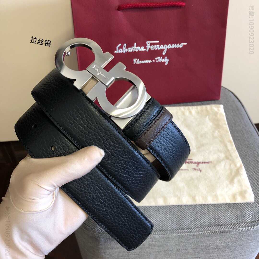 SalvatoreFerragamo菲拉格慕男士3.5cm经典金属夹扣，进口头层牛皮腰带