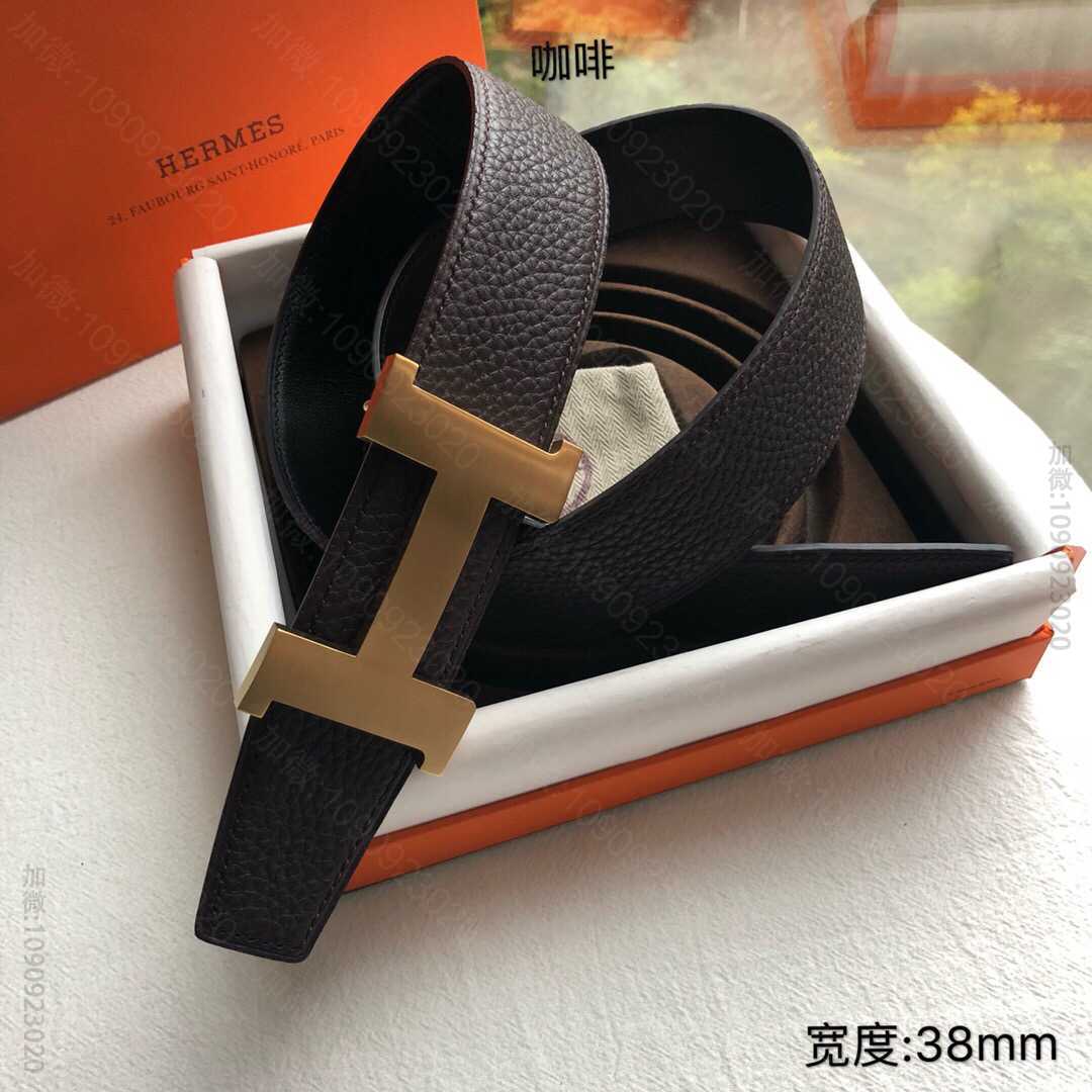 Hermes爱马仕 经典四角H设计，镀钯金属焊点扣38毫米Constance...