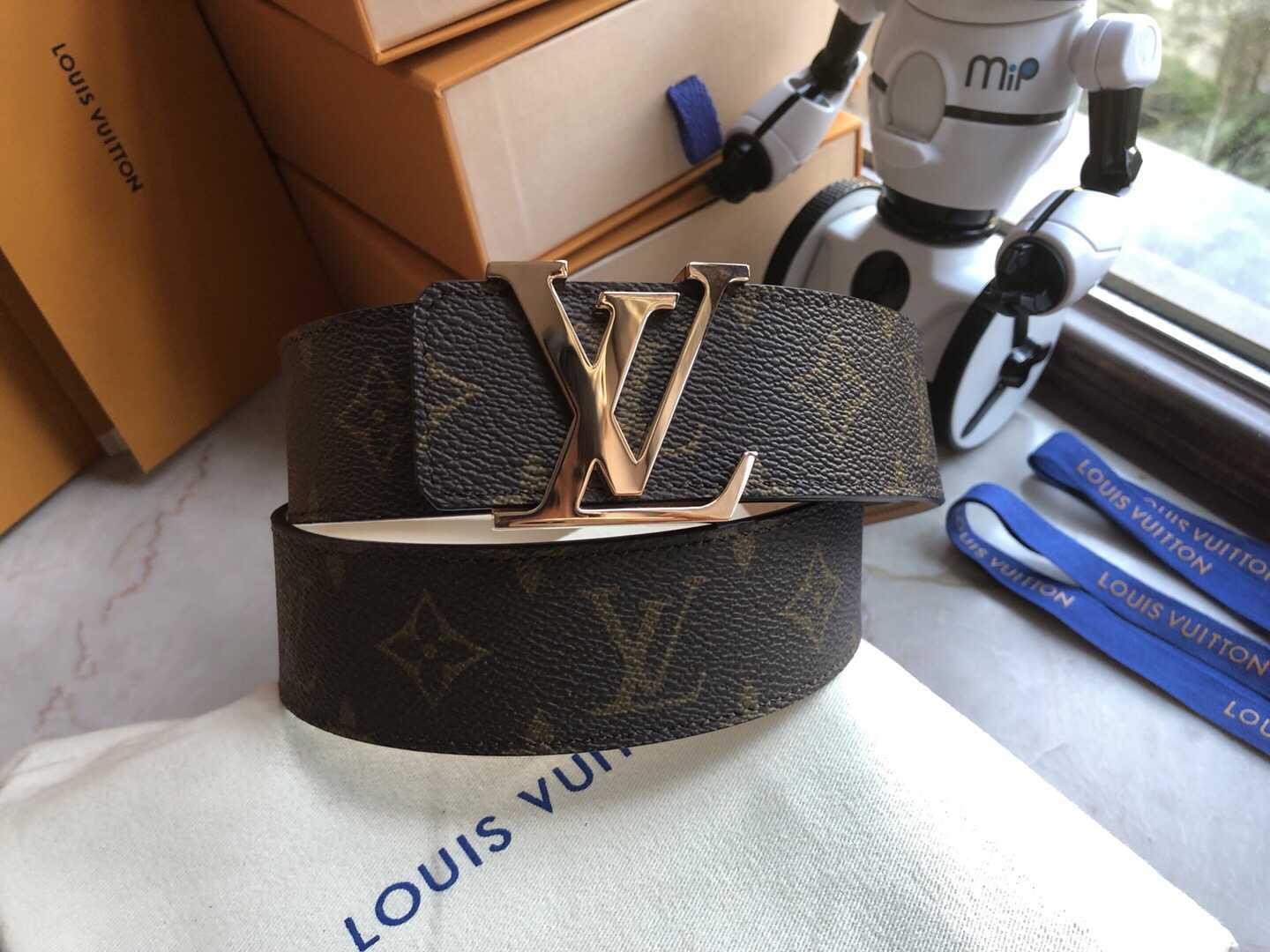 Louis Vuitton路易威登 精钢原版扣经典棋盘格/老花腰带男士3.8...