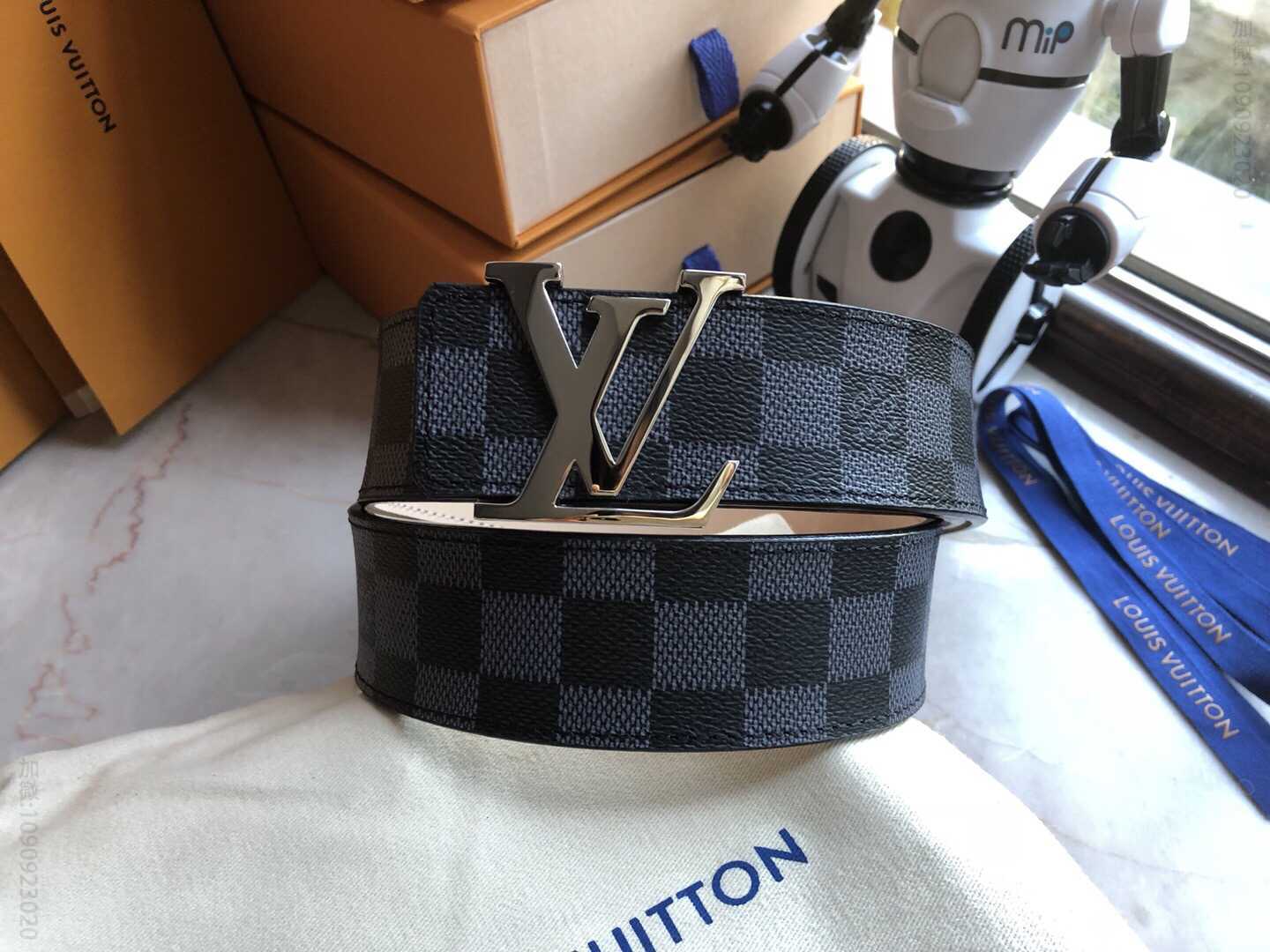Louis Vuitton路易威登 精钢原版扣经典棋盘格/老花腰带男士3.8cm