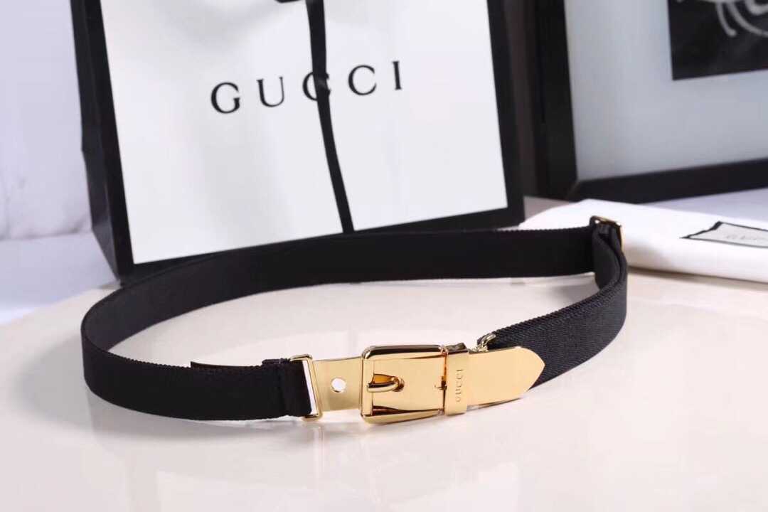 Gucci古驰19新款黑色织带腰带25MM