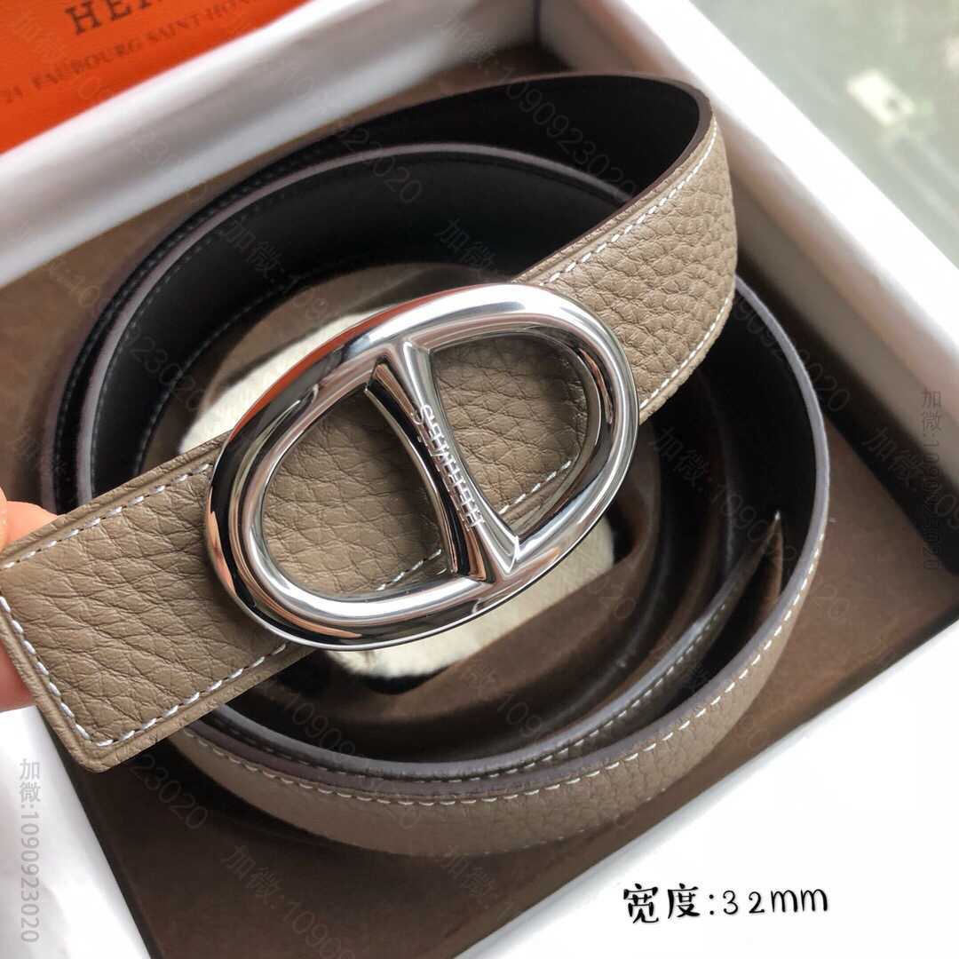 Hermes爱马仕 金色银色经典金属挂扣，搭配双面头层原版腰带32mm