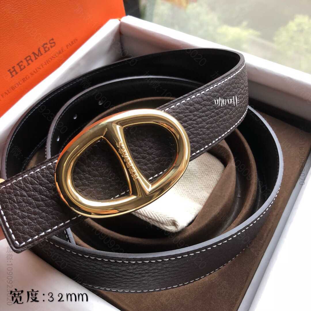 Hermes爱马仕 金色银色经典金属挂扣，搭配双面头层原版腰带32mm