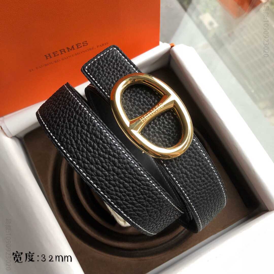 Hermes爱马仕 金色银色经典金属挂扣，搭配双面头层原版腰带32mm