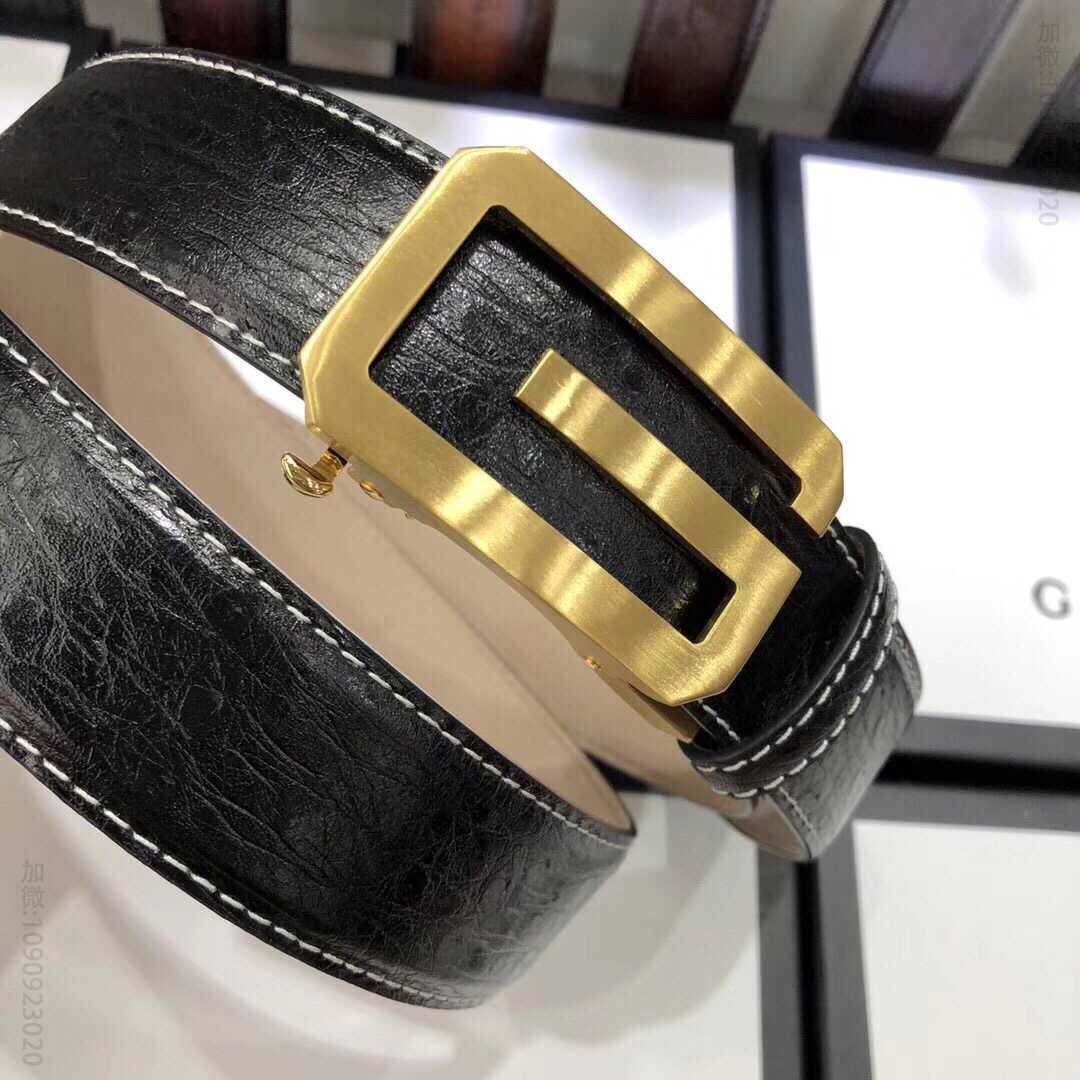 GuccioGucci意大利佛罗伦萨男士3.5cm头层牛皮精致自动扣腰带