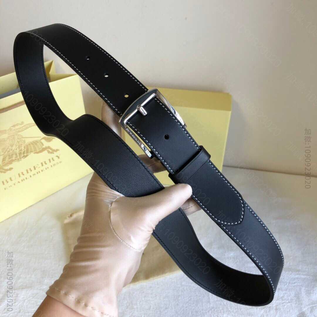 博柏利 新款男士针扣款双面头层牛皮材质3.5cm腰带