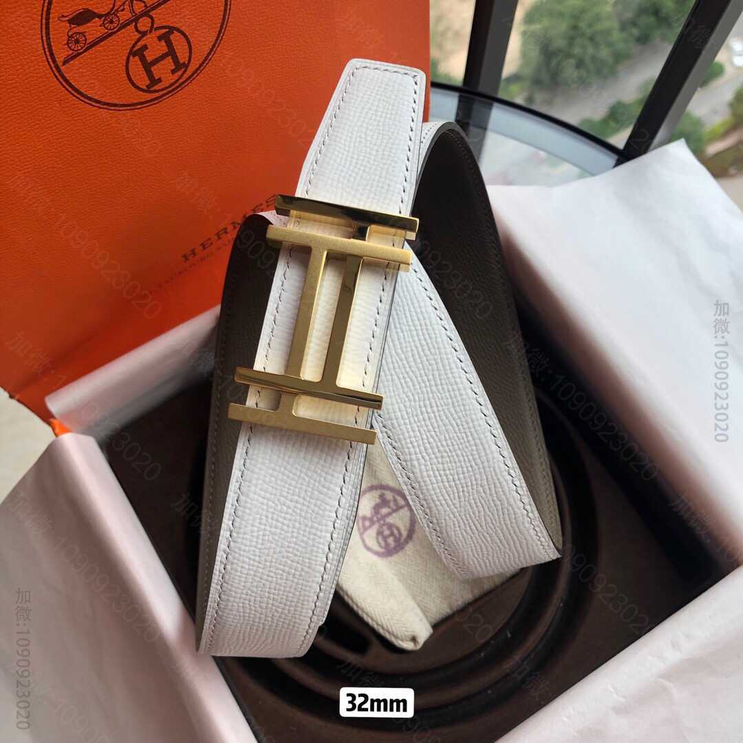 hermes精钢双工金属扣&双面手掌纹腰带32毫米。