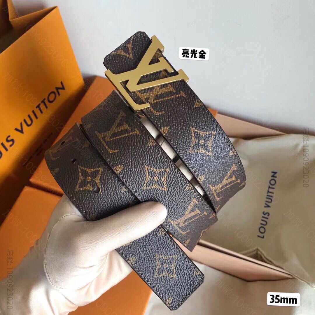 LV路易威登 精钢字母带扣经典老花/格子腰带35mm