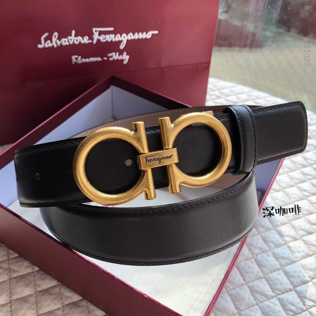 SalvatoreFerragamo菲拉格慕(意大利)进口双面头层牛皮男士腰带3.5cm