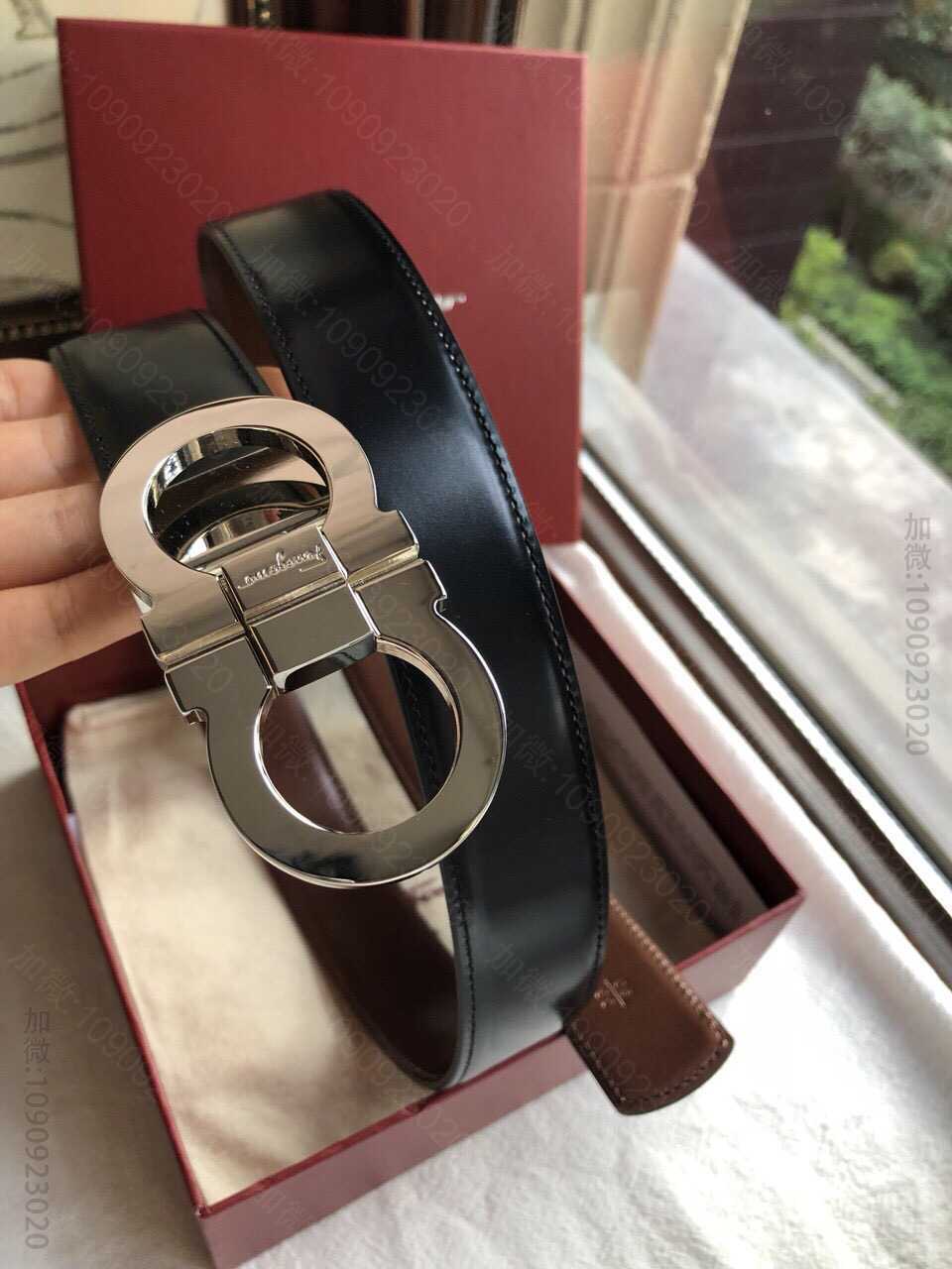 SalvatoreFerragamo菲拉格慕新款双圈夹扣双面可用男士3.5c...