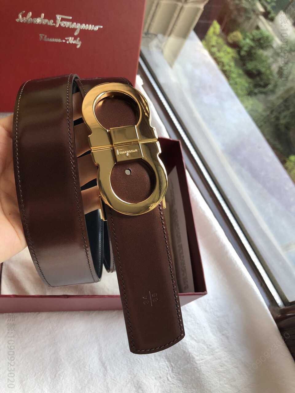 SalvatoreFerragamo菲拉格慕新款双圈夹扣双面可用男士3.5cm腰带