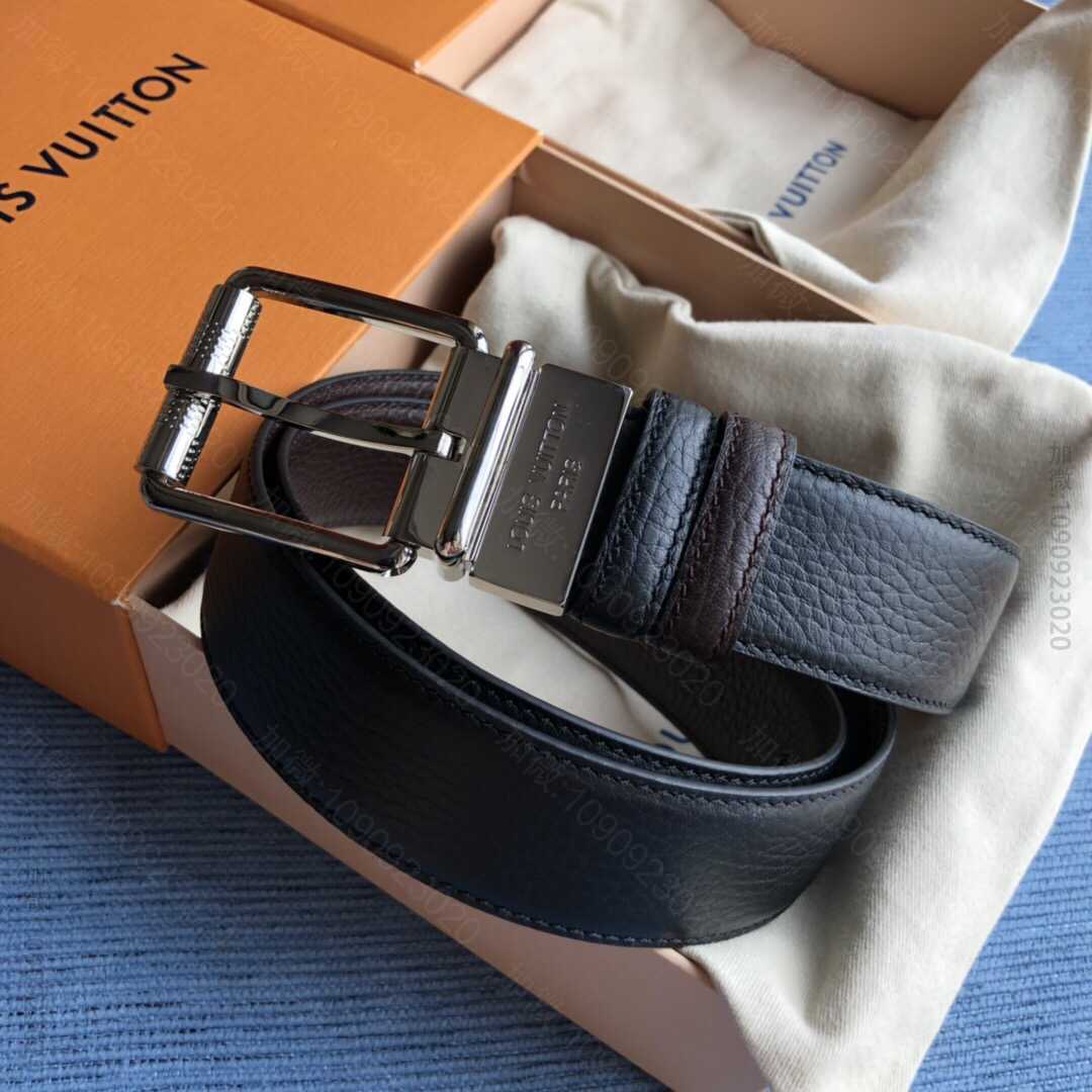 路易威登精致旋转针扣搭配头层牛皮双面荔枝均可调式外用腰带35MM