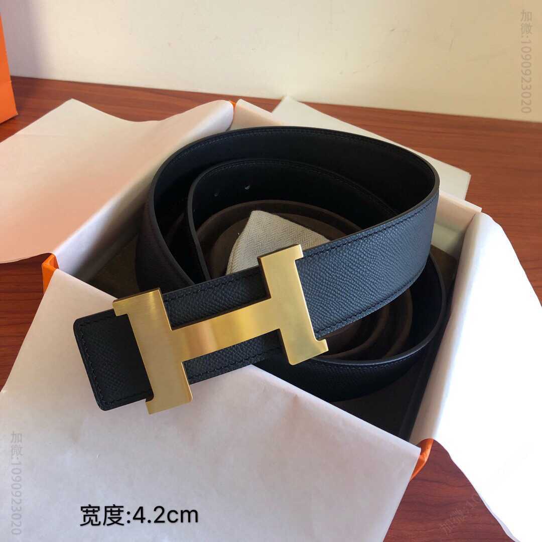 Hermes爱马仕金色银色焊点金属扣男款腰带4.2cm