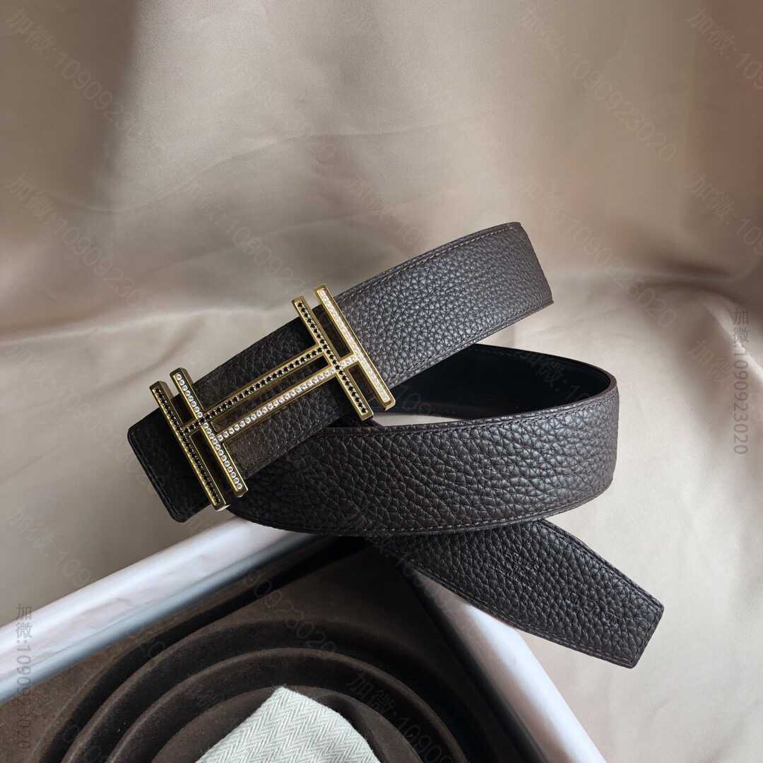 Hermes爱马仕 精钢双H镶嵌钻扣搭配原版皮荔枝纹腰带3.8cm 原单Hermes皮带批发 