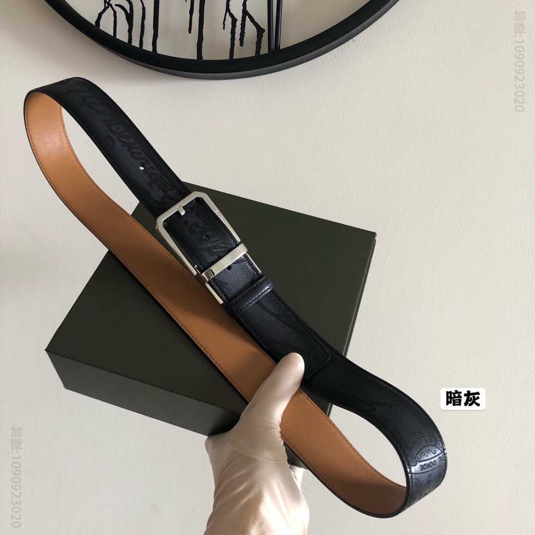 Berluti伯鲁提(又译:伯尔鲁帝)精钢旋转针式金属扣35mm腰带