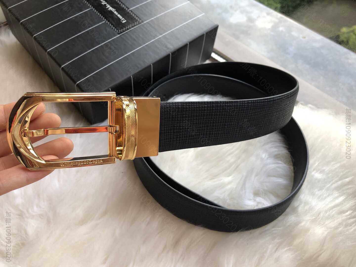 Zegna杰尼亚进口专柜款旋转五金腰带3.5cm