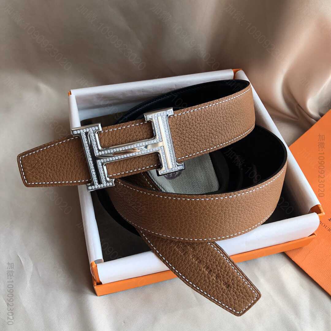 Hermes爱马仕 专柜最新底皮皮质男士双面皮腰带38mm