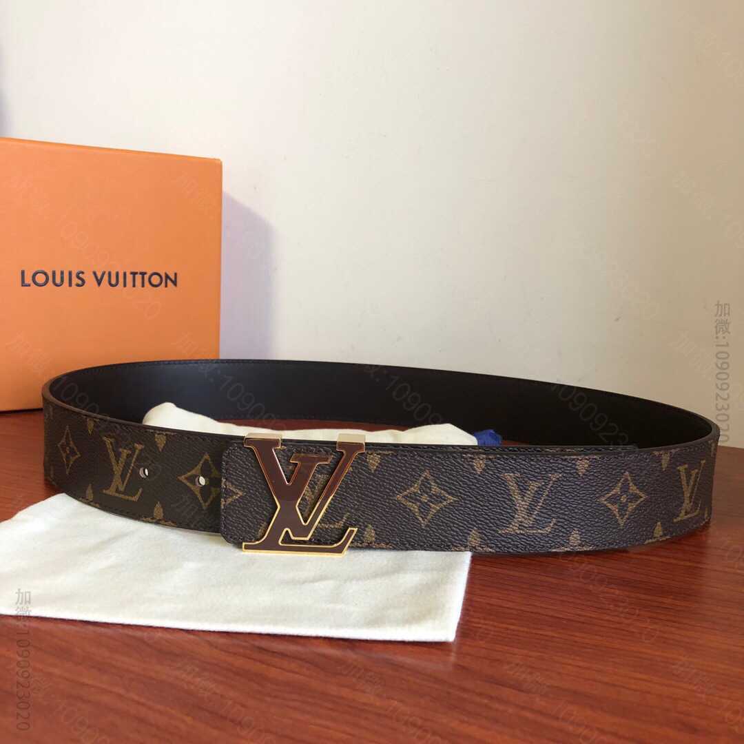 Louis Vuitton路易威登 精钢字母滴胶扣棋盘格/老花男士3.8cm...