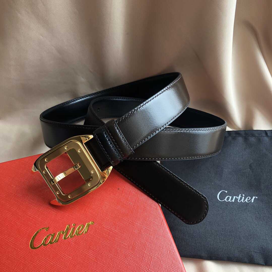 Cartier卡地亚精致针式扣搭配牛皮3.0cm腰带
