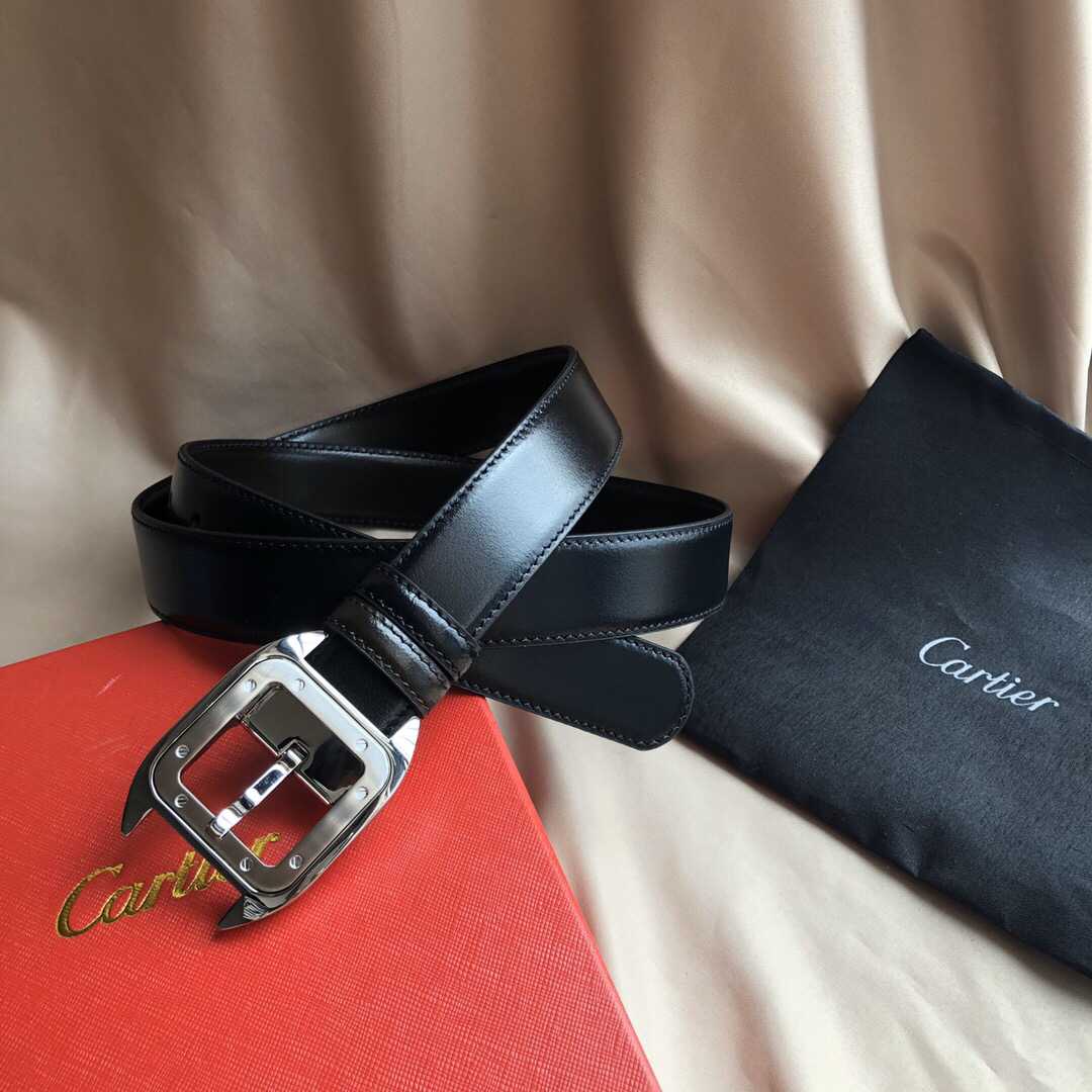 Cartier卡地亚精致针式扣搭配牛皮3.0cm腰带